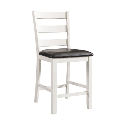 Martin Counter Side Chair with Black PU - White Finish (2 Per Carton)