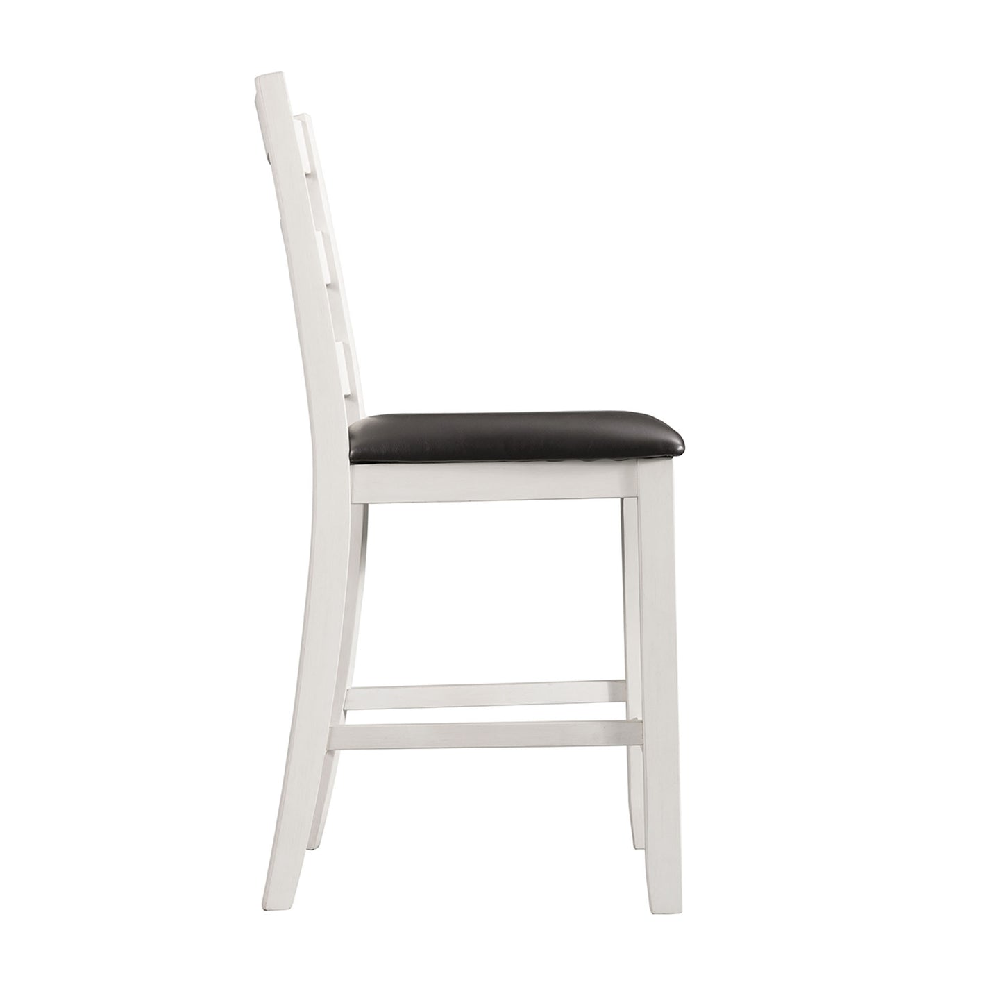 Martin Counter Side Chair with Black PU - White Finish (2 Per Carton)