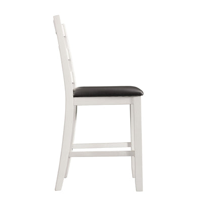 Martin Counter Side Chair with Black PU - White Finish (2 Per Carton)