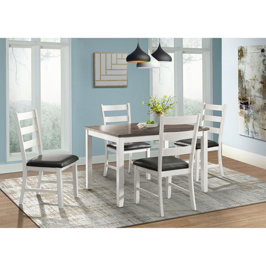 Martin 5 Pc Dining set (Dark Brown Top - White Base)