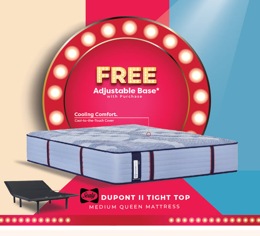Sealy Dupont II Tight Top Medium Queen Mattress + Free Adjustable Base