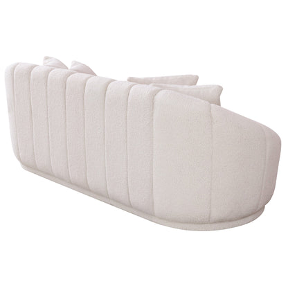 Sofás de bouclé con espalda ajustada estilo Japandi moderno de Maximiliano