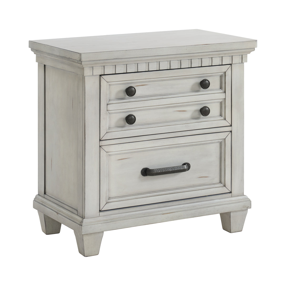 McCoy King Storage 3PC Bedroom Set with 2 Nightstands in Antique White