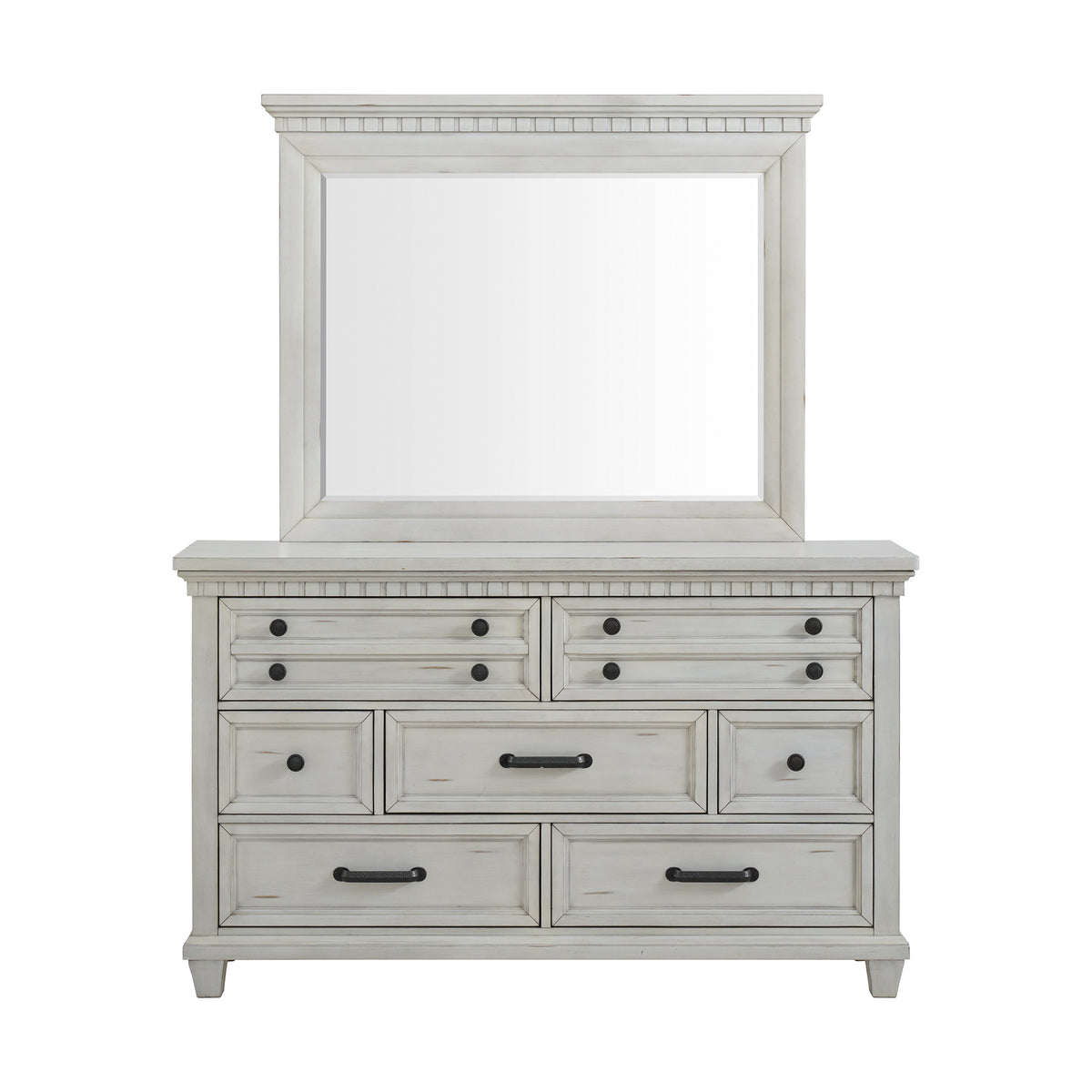 Mccoy Dresser And Mirror Set In Antique White