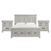 McCoy King Storage 3PC Bedroom Set with 2 Nightstands in Antique White