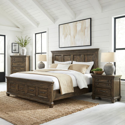 McCoy Queen Storage 4PC Bedroom Set with 2 Nightstands & Chest in Charcoal