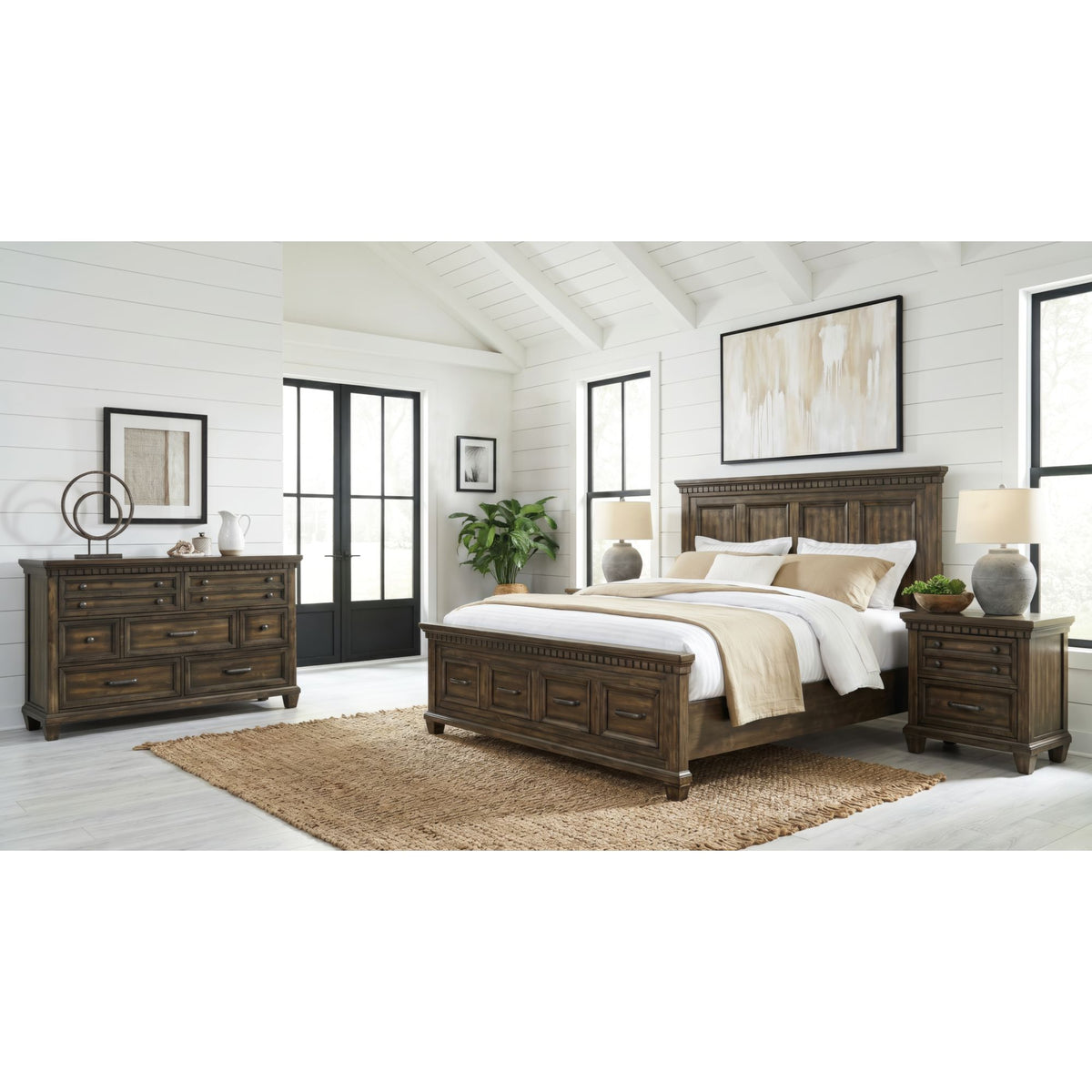 McCoy King Storage 4PC Bedroom Set with 2 Nightstands & Dresser in Charcoal