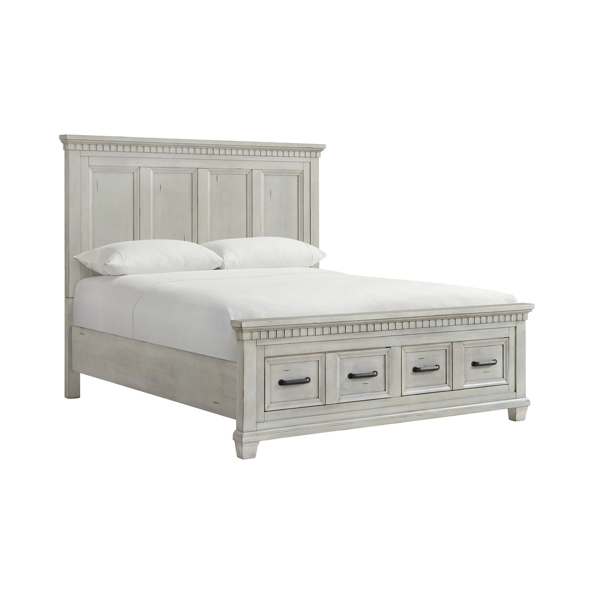 McCoy King Storage 4PC Bedroom Set with 2 Nightstands & Dresser in Antique White