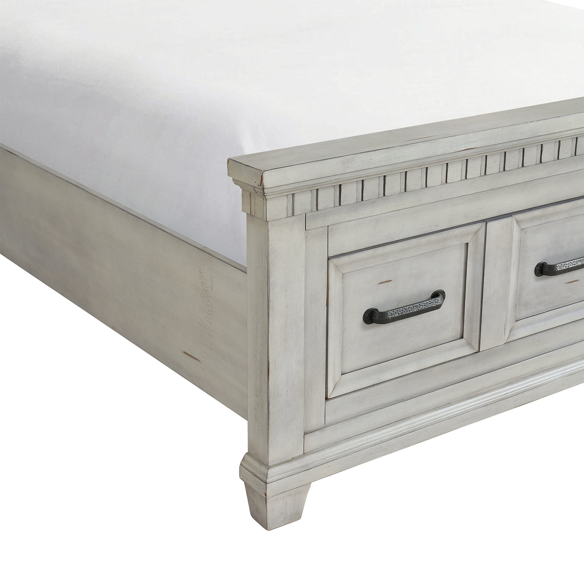 McCoy King Storage 4PC Bedroom Set with 2 Nightstands & Dresser in Antique White