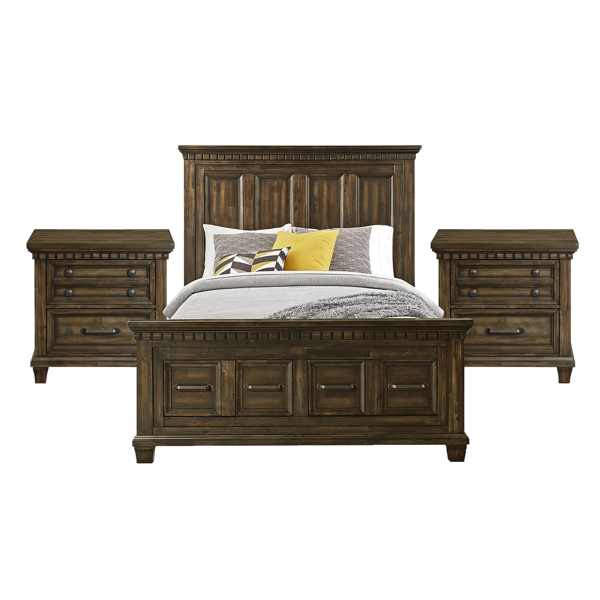 McCoy Queen Storage 3PC Bedroom Set with 2 Nightstands in Charcoal