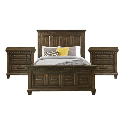 McCoy Queen Storage 3PC Bedroom Set with 2 Nightstands in Charcoal