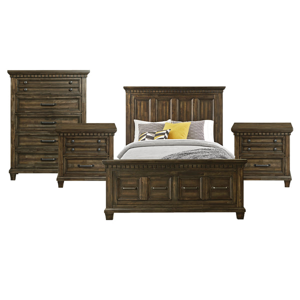 McCoy Queen Storage 4PC Bedroom Set with 2 Nightstands & Chest in Charcoal