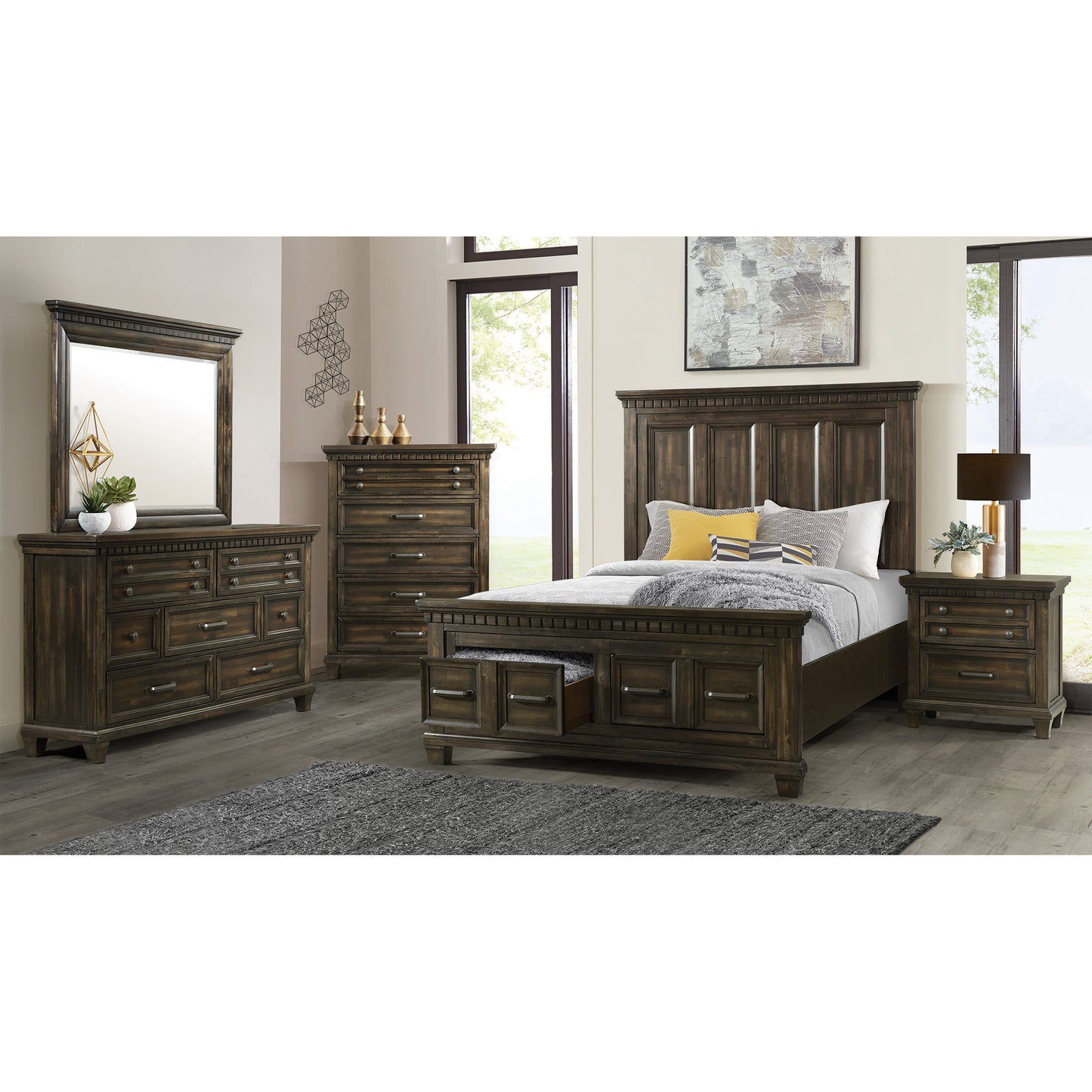 McCoy King Storage 5PC Bedroom Set in Charcoal