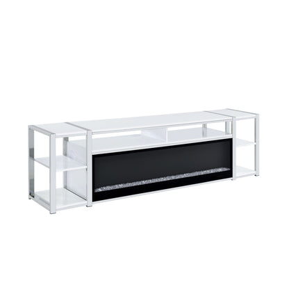 Midway 80" TV Console with Firelight in White