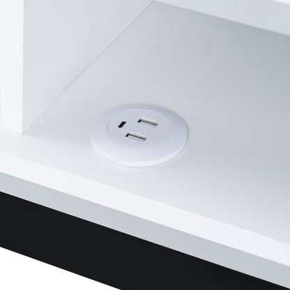 Midway 80" TV Console with Firelight in White