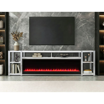Midway 80" TV Console with Firelight in White