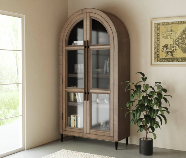 Natural Wood Arched Cabinet