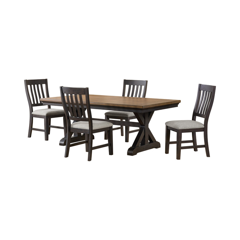 Montrose 5PC Standard Height Dining Set in Espresso and Brown-Table and Four Chairs