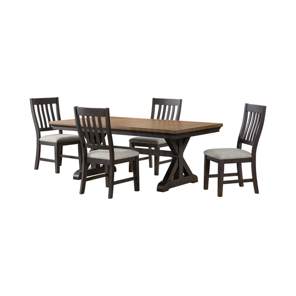 Montrose 5PC Standard Height Dining Set in Espresso and Brown-Table and Four Chairs