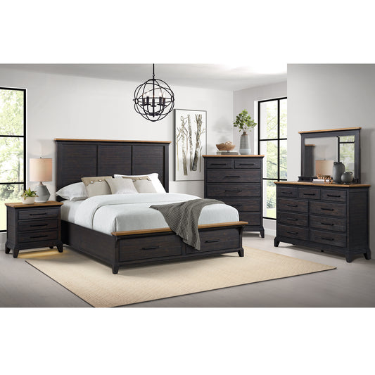 Montrose King Storage 5PC Bedroom Set in Espresso & Brown