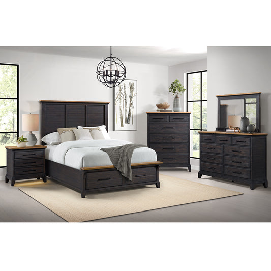 Montrose Queen Storage 5PC Bedroom Set in Espresso & Brown
