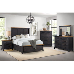 Montrose Queen Storage Bed in Espresso & Brown