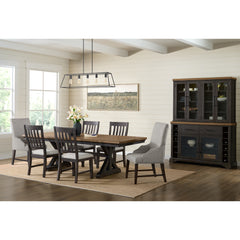 Montrose Dining Host Chair with Light Grey Fabric in Espresso (Set of 2)