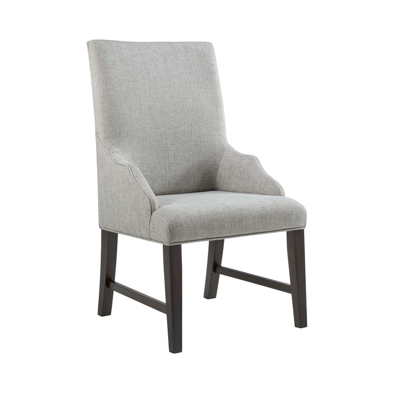 Montrose Dining Host Chair with Light Grey Fabric in Espresso (Set of 2)