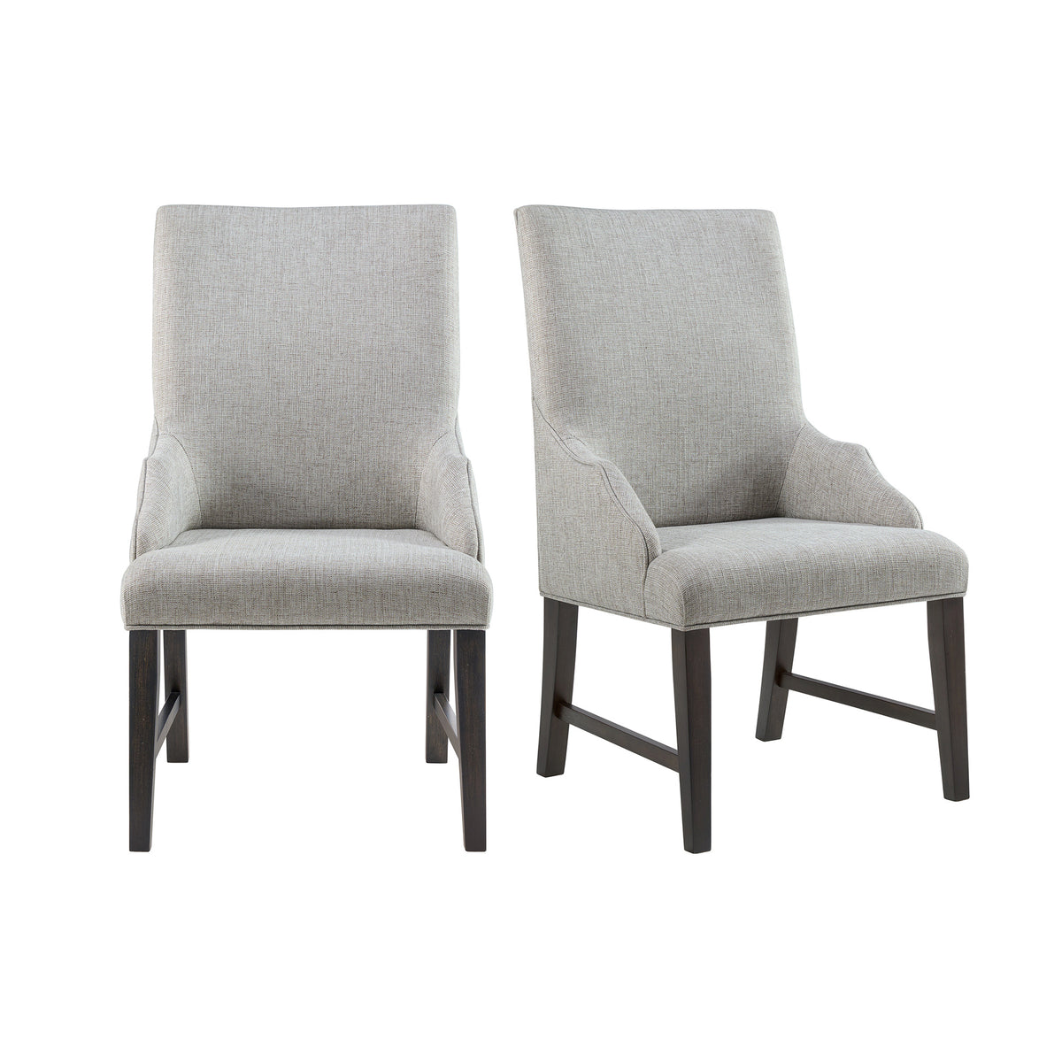 Montrose Dining Host Chair with Light Grey Fabric in Espresso (Set of 2)