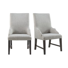 Montrose Dining Host Chair with Light Grey Fabric in Espresso (Set of 2)
