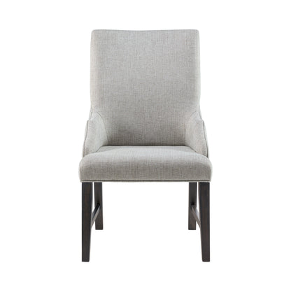 Montrose Dining Host Chair with Light Grey Fabric in Espresso (Set of 2)