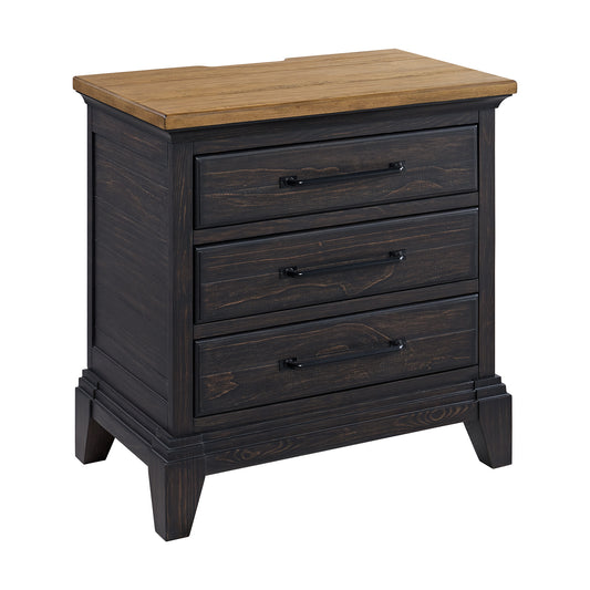 Montrose Nightstand with Charger & Sensor Light in Espresso & Brown
