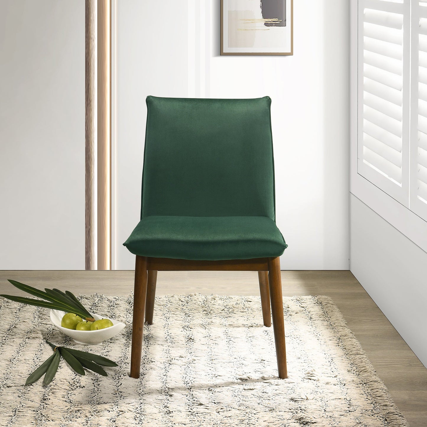 Silla de comedor Monza de terciopelo verde oscuro (juego de 2)