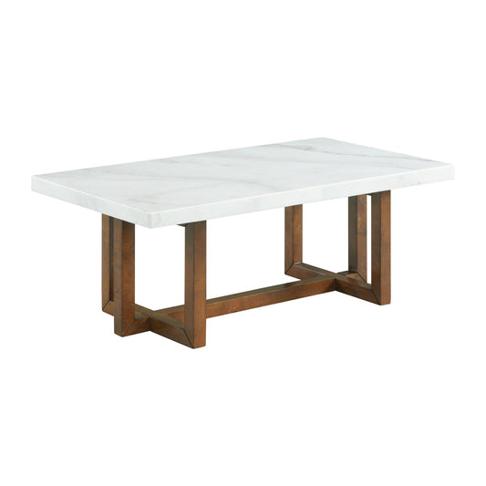 Morris Coffee Table in Espresso W/White Marble Top (3A Packing)
