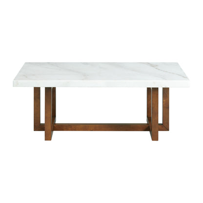 Morris Coffee Table in Espresso W/White Marble Top (3A Packing)