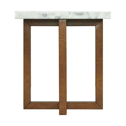 Morris End Table in Espresso W/White Marble Top (3A Packing)