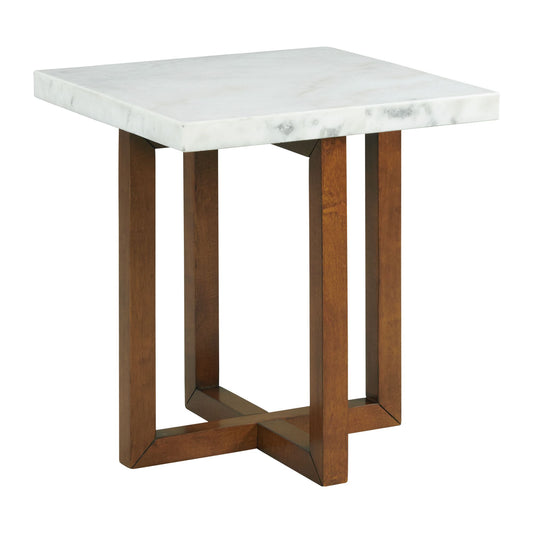 Morris End Table in Espresso W/White Marble Top (3A Packing)