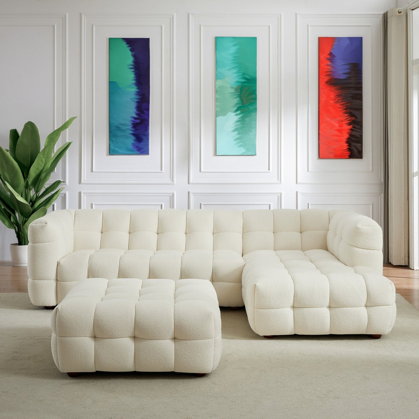 Otomana Morrison (color crema bouclé)