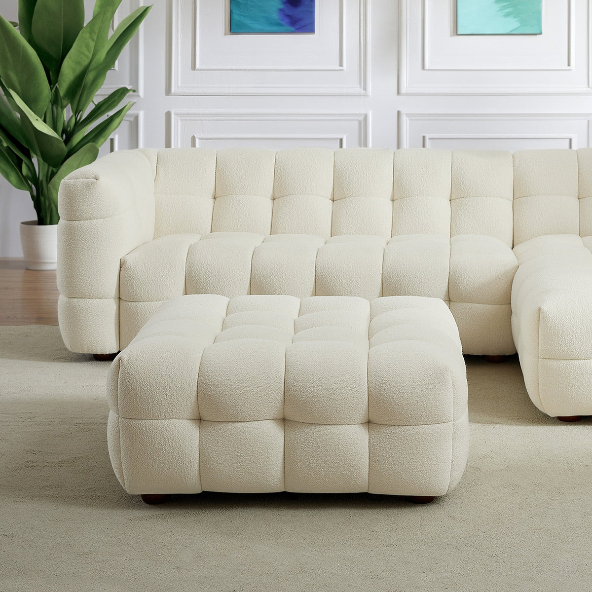 Otomana Morrison (color crema bouclé)