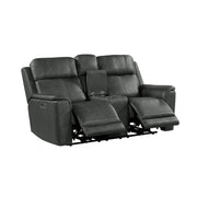 Mustang 2PC Living Room Set in Aline Anthracite-Sofa & Loveseat