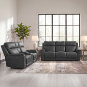 Mustang 2PC Living Room Set in Aline Anthracite-Sofa & Loveseat