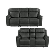 Mustang 2PC Living Room Set in Aline Anthracite-Sofa & Loveseat