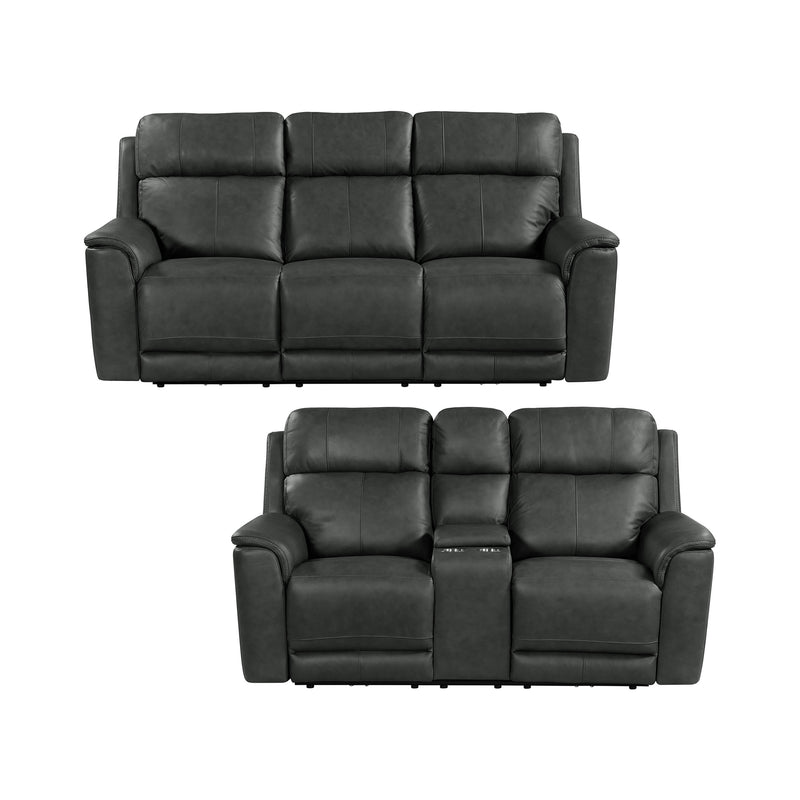 Mustang 2PC Living Room Set in Aline Anthracite-Sofa & Loveseat