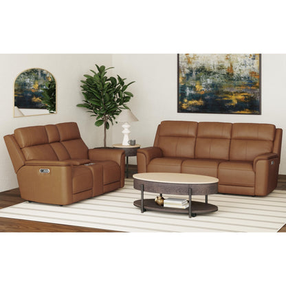 Mustang 2PC Living Room Set in Aline Butternut-Sofa & Loveseat