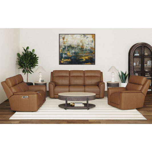 Mustang 3PC Living Room Set in Aline Butternut-Sofa, Loveseat & Recliner