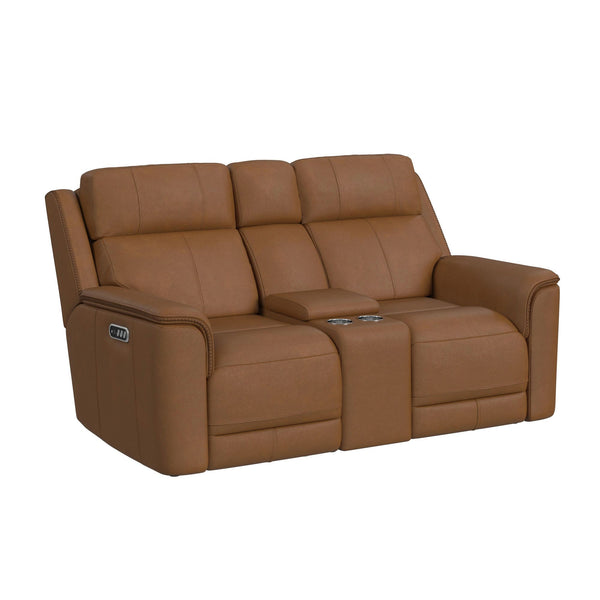 Mustang P3 Loveseat With Console In Aline Butternut