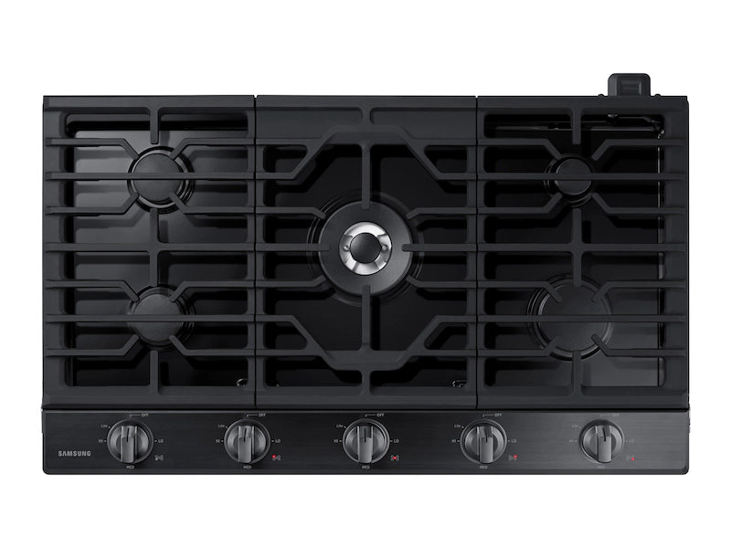 36" Smart Gas Cooktop with Illuminated Knobs in Black Stainless Steel