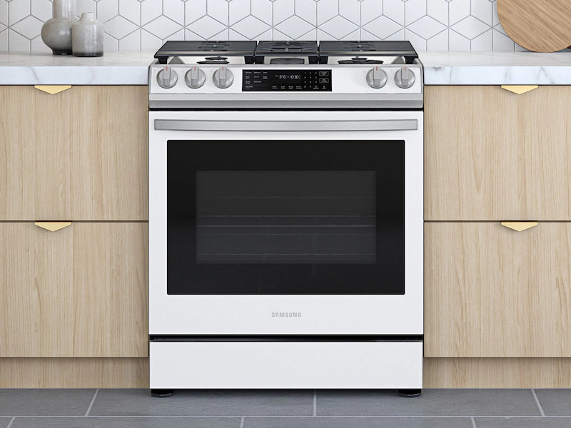 Bespoke 6.0 cu. ft. Smart Front Control Slide-In Gas Range with Air Fry & Wi-Fi in White Glass
