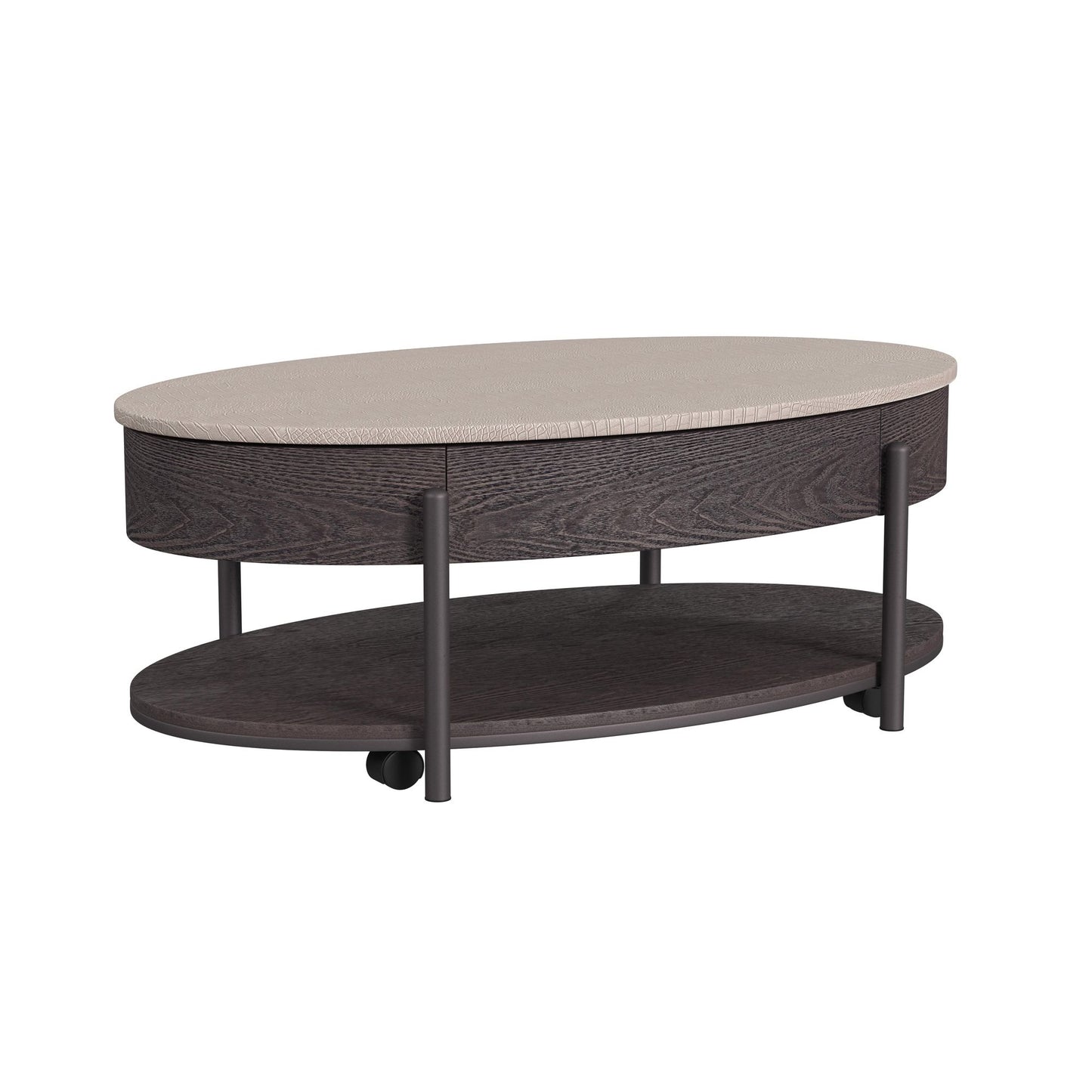 Nica Lift Top Coffee Table in White and Brown