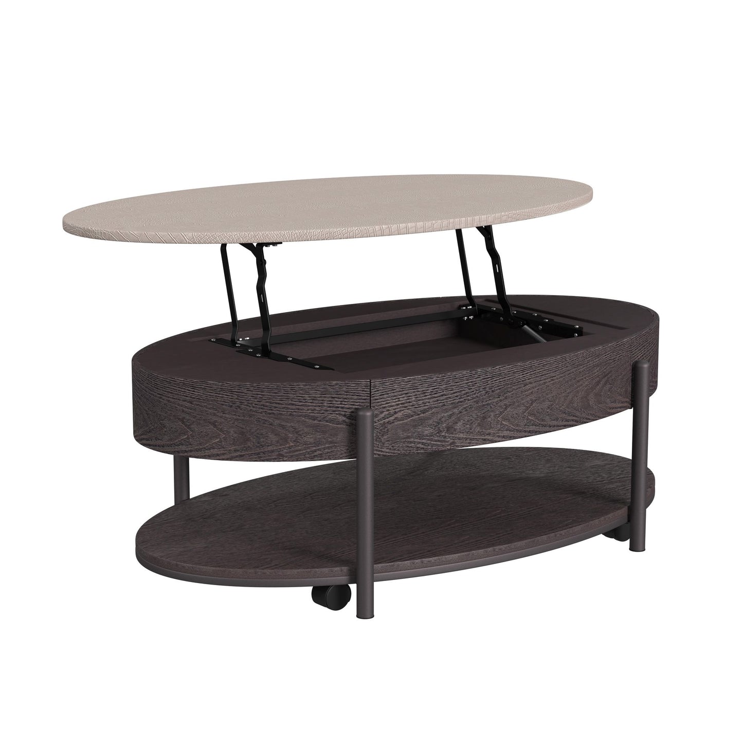 Nica Lift Top Coffee Table in White and Brown